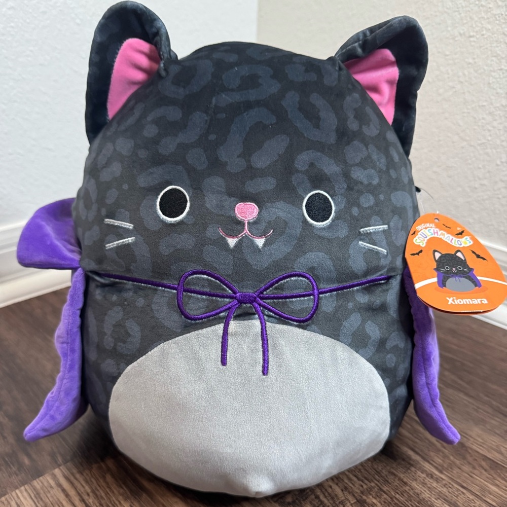 Squishmallows 12 Inch Xiomara Black Cat With Purple Cape